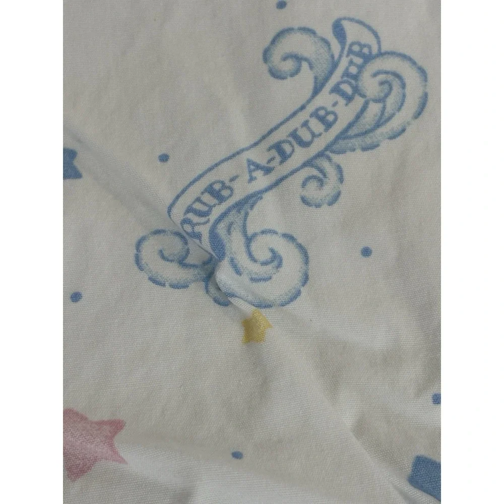 Twinkle Twinkle Rub A Dub Teddy Bear Stars Sheep Vintage Crib Sheet Light‎ Blue